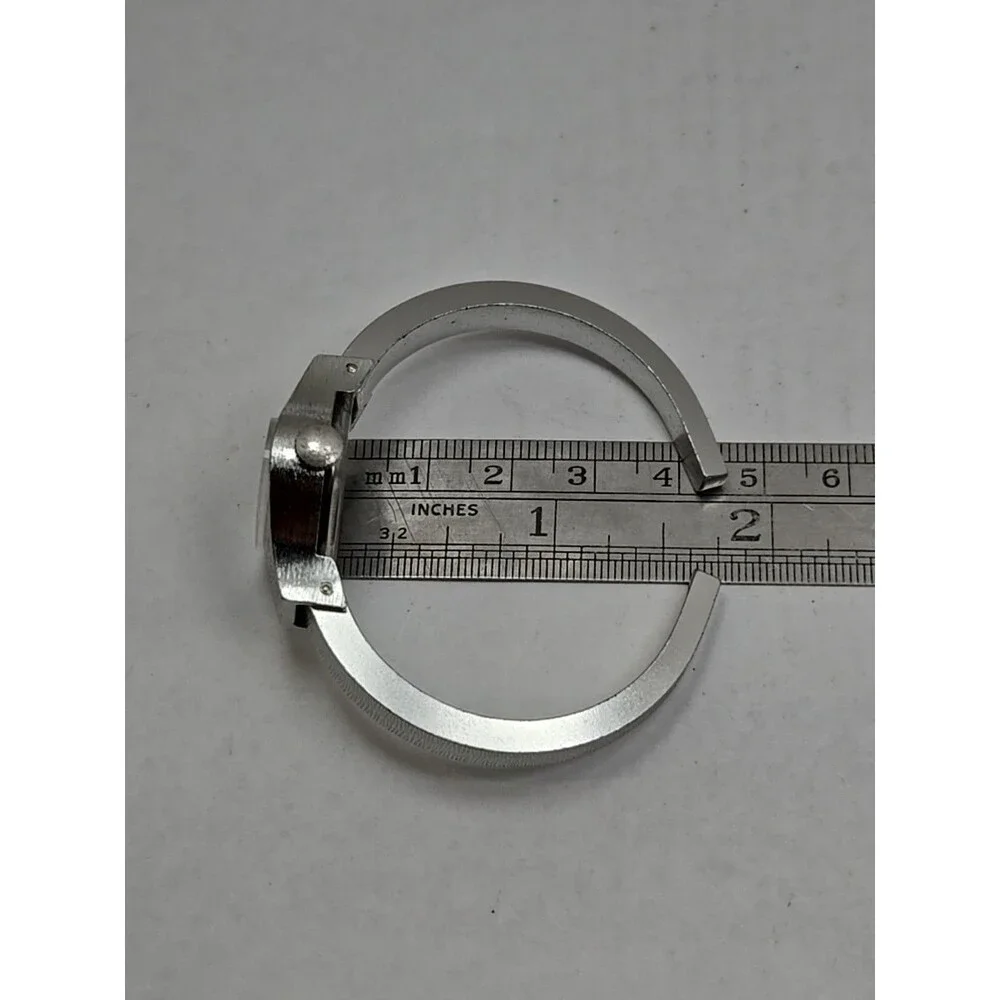 Vintage Timex Womens Textured Aluminum Manual Wind Silver Watch Cuff Unique